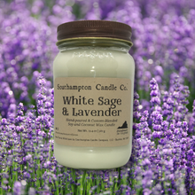 Load image into Gallery viewer, 'White Sage & Lavender' in 16 oz. Rustic Mason Jar