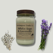 Load image into Gallery viewer, 'White Sage & Lavender' in 16 oz. Rustic Mason Jar