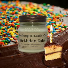 Load image into Gallery viewer, &#39;Birthday Cake&#39; 🎉 in 8 oz. Rustic Mason Jar
