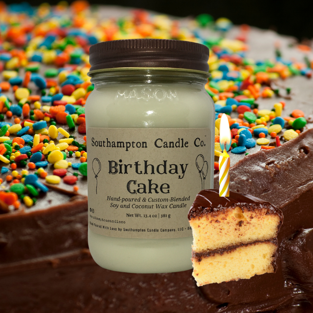 'Birthday Cake' 🎉 16 oz. Rustic Mason Jar