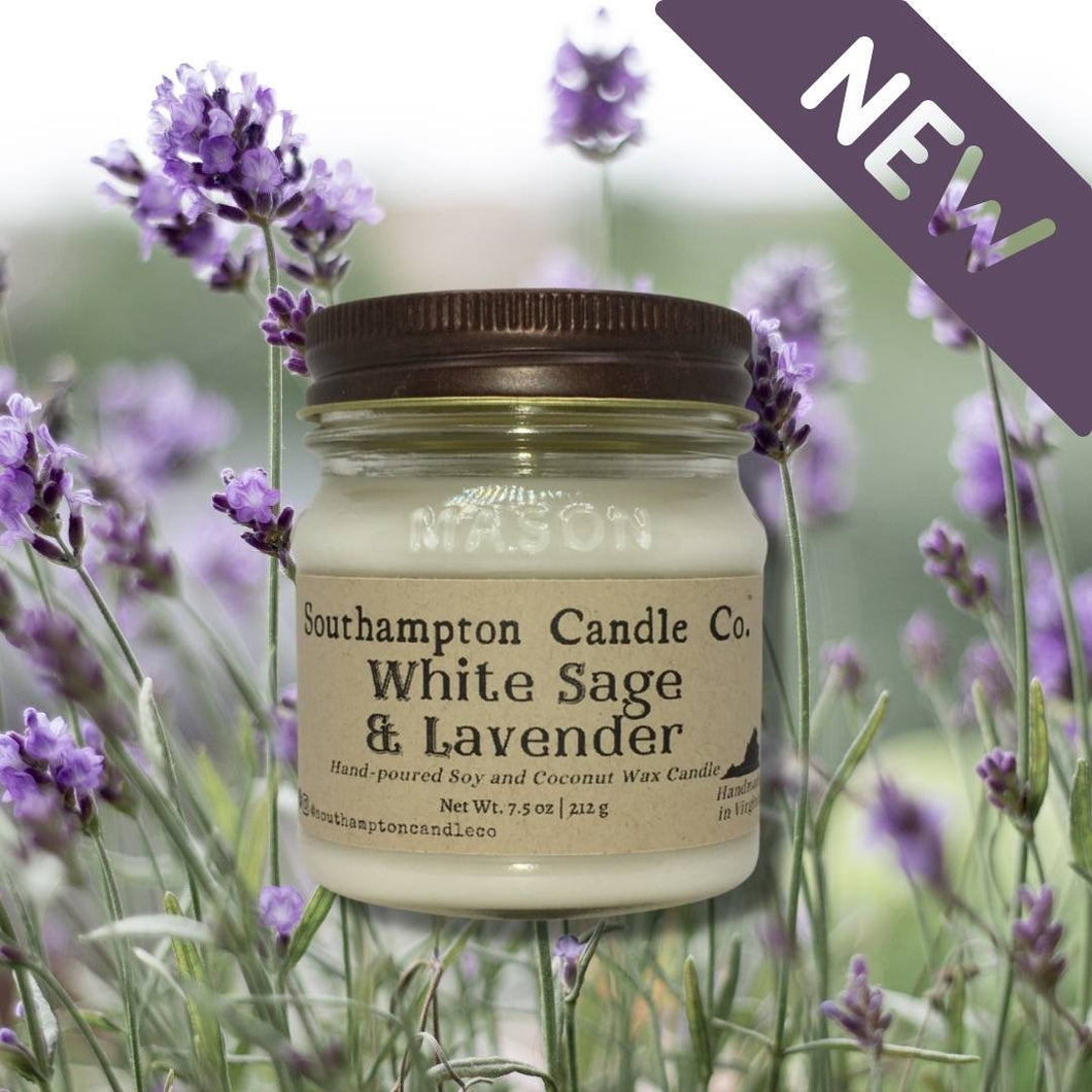 'White Sage & Lavender' in 8 oz. Rustic Mason Jar