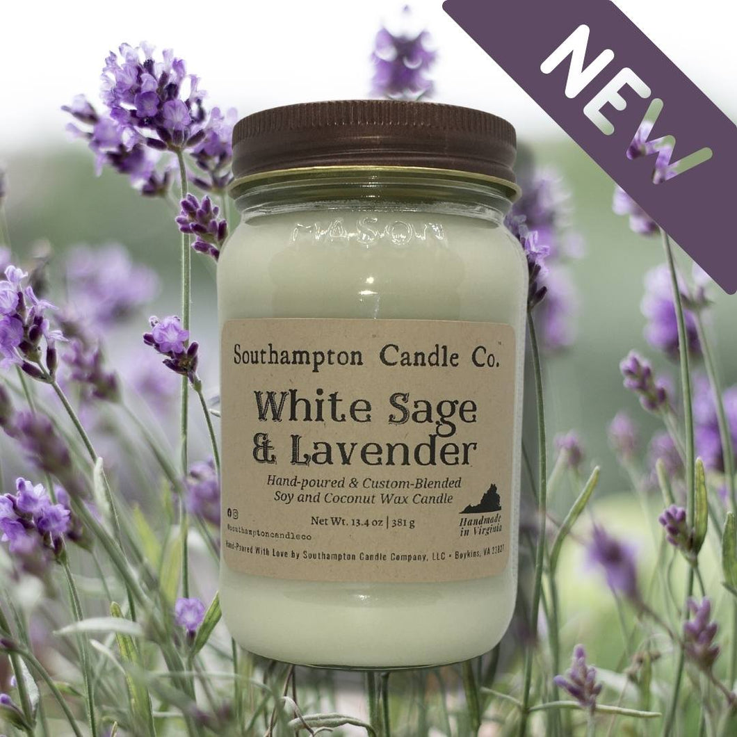 'White Sage & Lavender' in 16 oz. Rustic Mason Jar