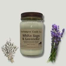 Load image into Gallery viewer, &#39;White Sage &amp; Lavender&#39; in 16 oz. Rustic Mason Jar
