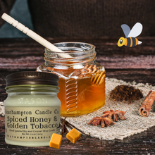 Load image into Gallery viewer, &#39;Spiced Honey &amp; Golden Tobacco&#39; in 8 oz. Rustic Mason Jar
